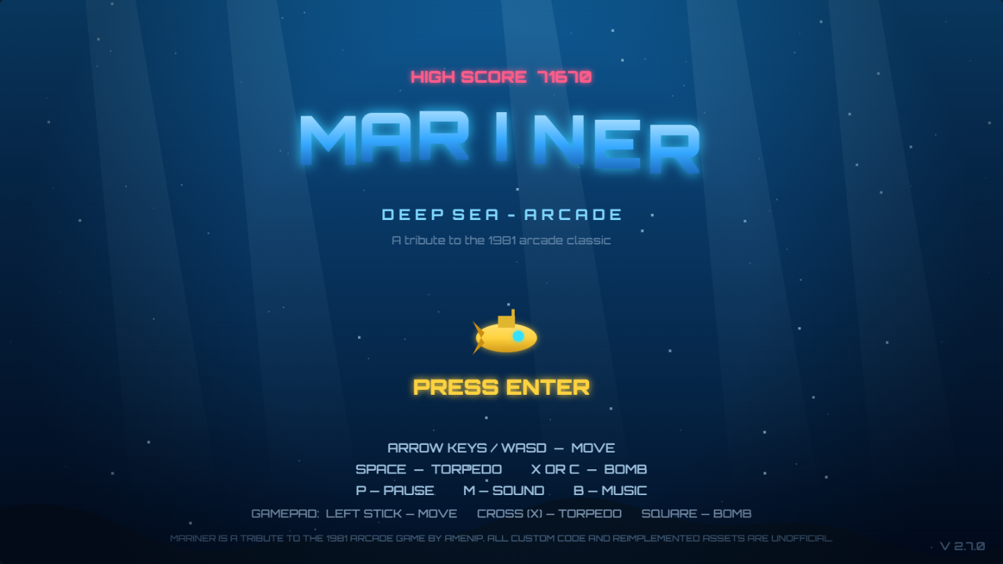 MARINER Titelbildschirm