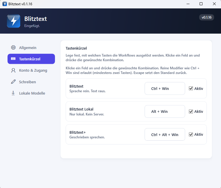 Blitztext Screenshot